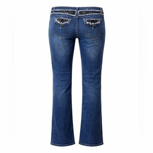 Bongo Bootcut Flap Pocket Jeans Womens 13 Juniors Blue Denim Lace Stretch 3034